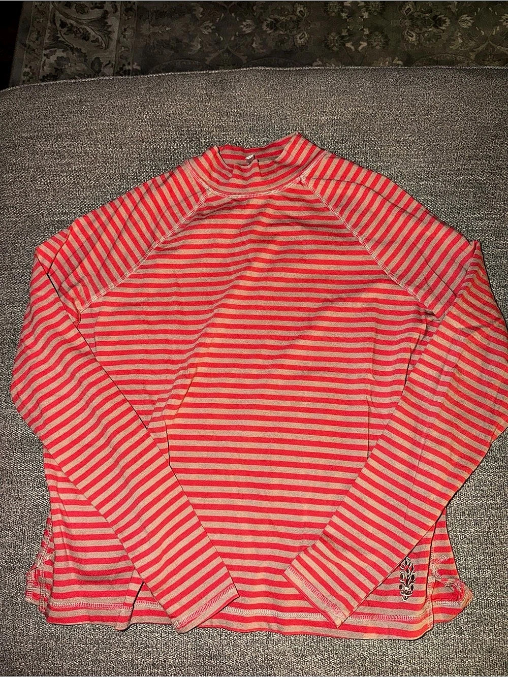 Free People FP Movement Restoration Yarn Dye Stripe Layer Red & Gray
